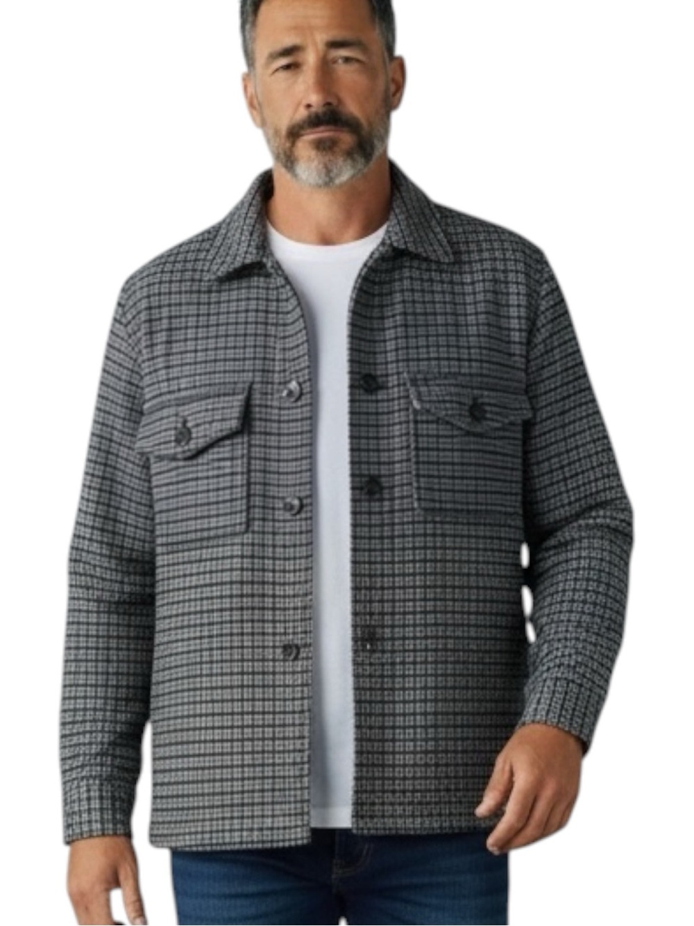 Old Navy Black Gray Shirt Jacket Plaid NWOT Size S Outdoor Hunting Fishing